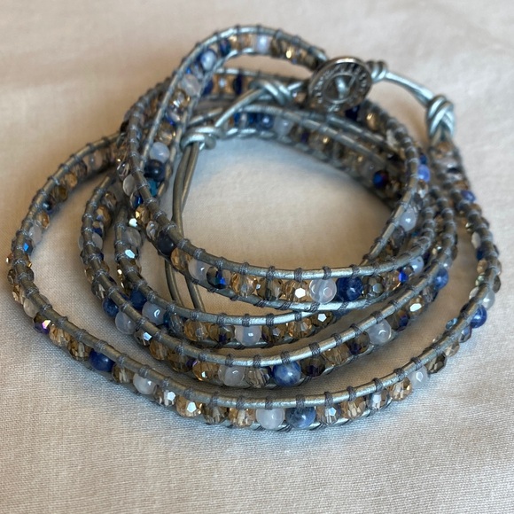 Victoria Emerson Jewelry - Victoria Emerson Blue and Silver Beaded Wrap Bracelet
